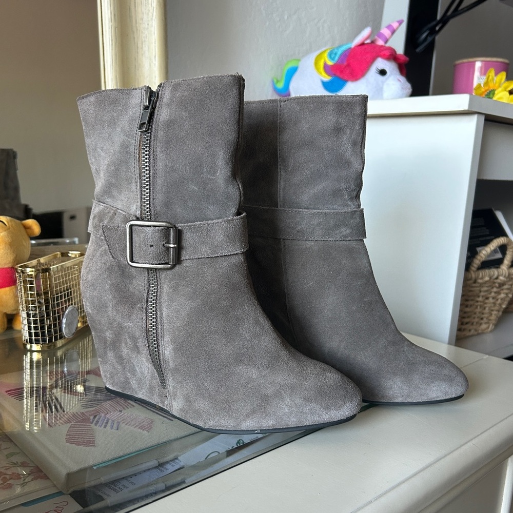 Gray Suede Ankle Boots